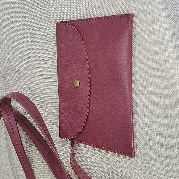 Large J.Crew Burgundy Striped Leather Tote Bag - Picture 8 of 14